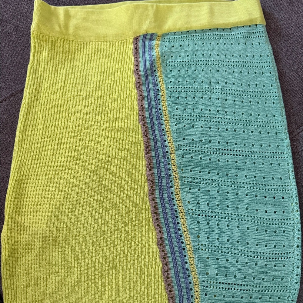 ASOS Yellow and Teal Knit Mini Skirt W024